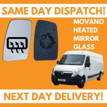 Door Wing Mirror Glass For Vauxhall Movano 2010-20 Heated UK Left Passenger Side