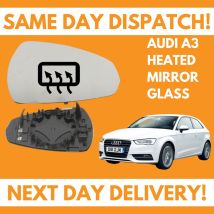 Door Wing Mirror Glass For Audi A3 Inc Sportback 2012-2020 Heated UK Right Side