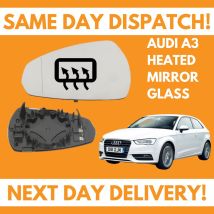Door Wing Mirror Glass For Audi A3 Inc Sportback 2012-2020 Heated UK Left Side
