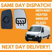 Door Wing Mirror Glass For Vauxhall Movano 2010-2020 Heated UK Drivers Side