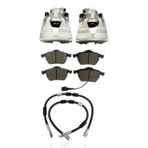 For Seat Ibiza Mk3 Front Brake Calipers Pads and 580mm Hoses Set 2004-2008