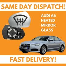 Door Wing Mirror Glass For Audi A6 Inc Allroad 2011-2018 Heated UK Left Side